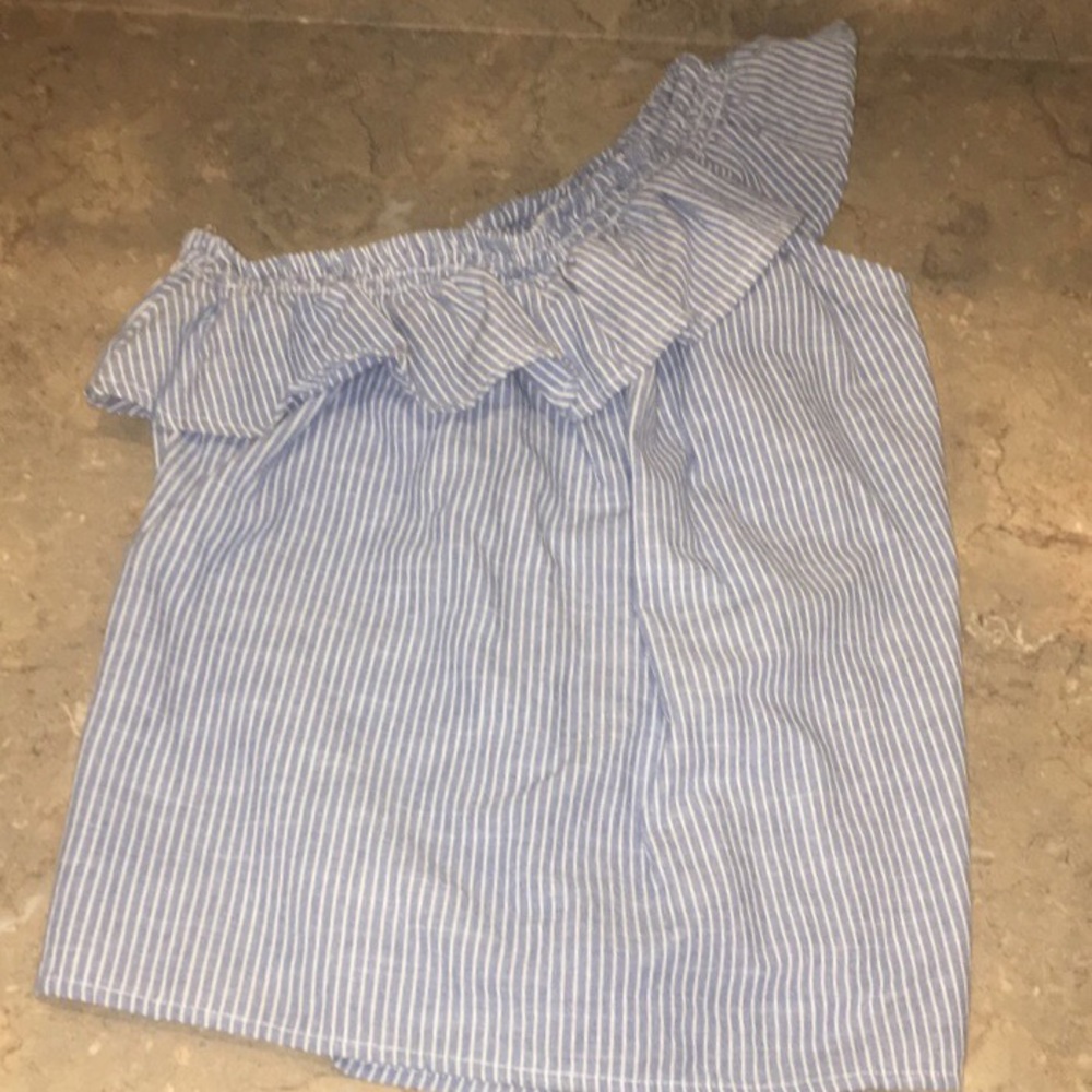 One Shoulder Blue Blouse